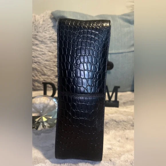 Salvatore Ferragamo Gancini Embossed Square Handbag (Black) - Picture 6 of 11